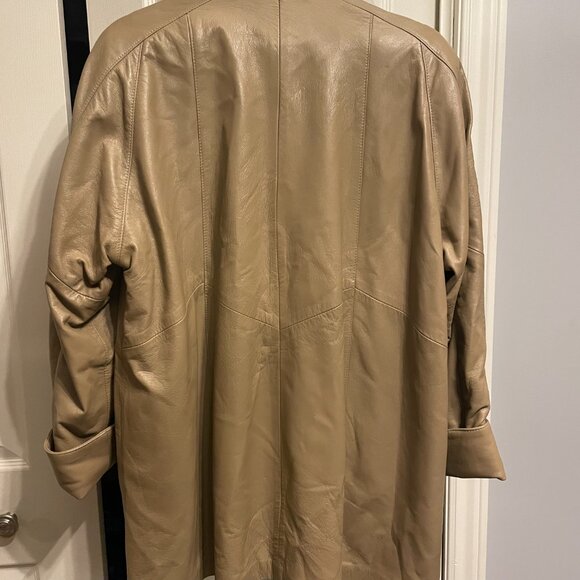 BOD & CHRISTENSEN Long Tan Leather Coat – Size M - Picture 4 of 9